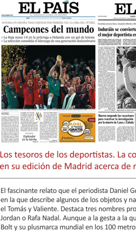 Los tesoros de los deportistas. La cobertura que hace El País acerca de LEYENDAS