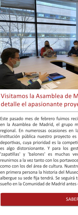 Visitamos la Asamblea de Madrid para explicar el proyecto del Museo del Deporte