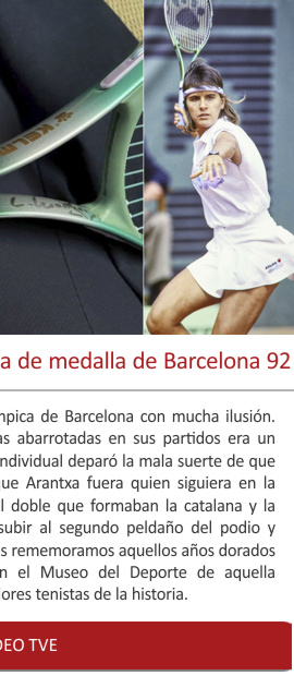 Conchita Martínez y la raqueta de medalla de Barcelona 92